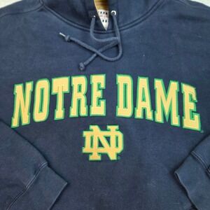 Vintage Foot Locker Notre Dame Hoodie Mens Med Fighting Irish Spellout Logo Navy